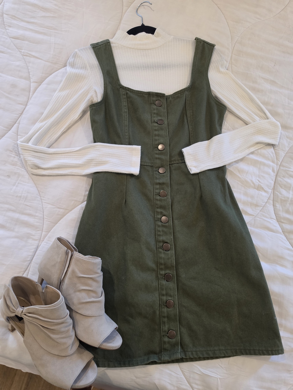 Urban Outfitters Olive Green Button-Front Sleeveless Dress